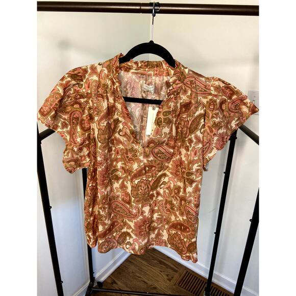 Trovata Birds of Paradis Clover Blouse Autumn Paisley size M medium - Picture 2 of 7